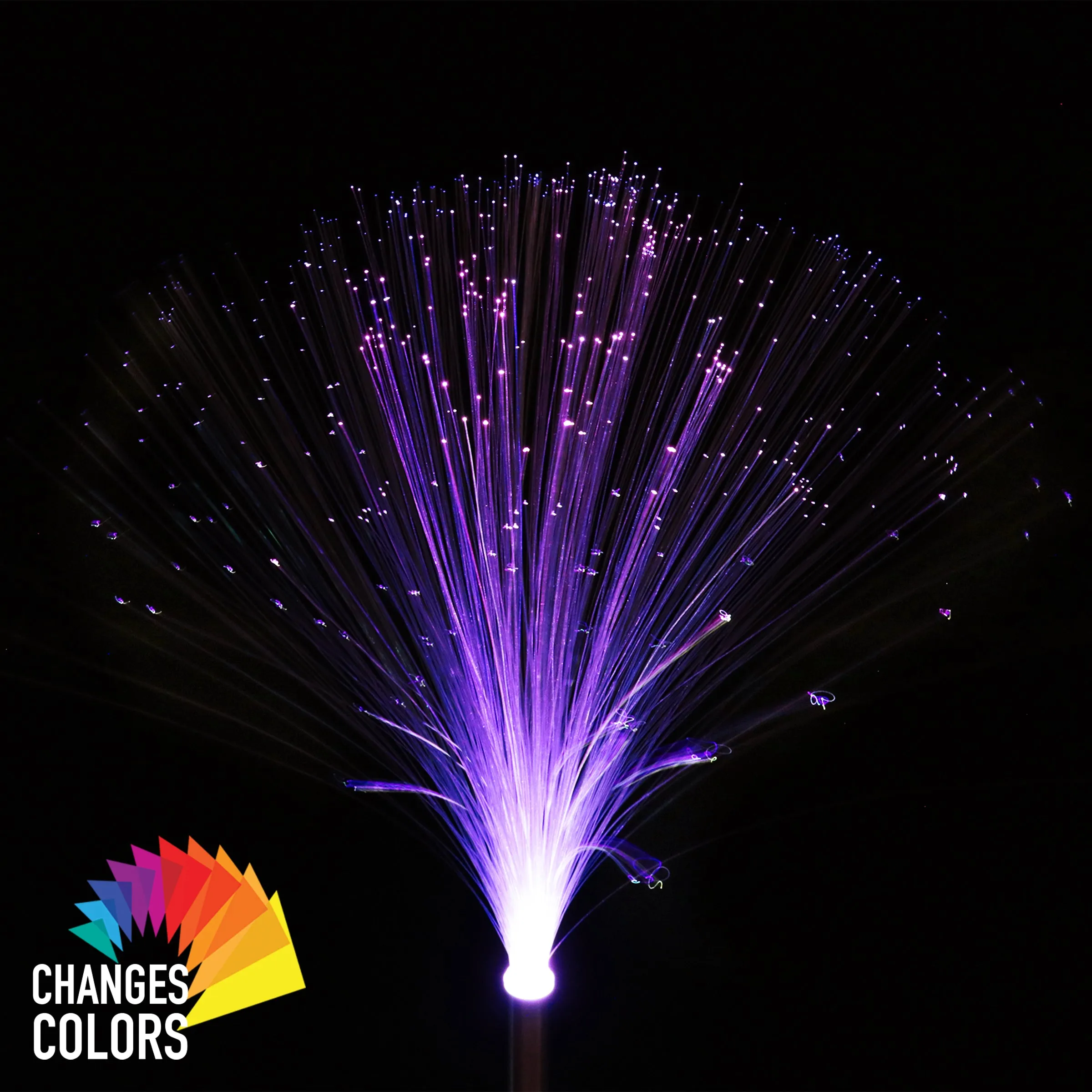 Solar 3 Post Fiber Optic Color-Changing Light Garden Stake, 3 by 21 Inches