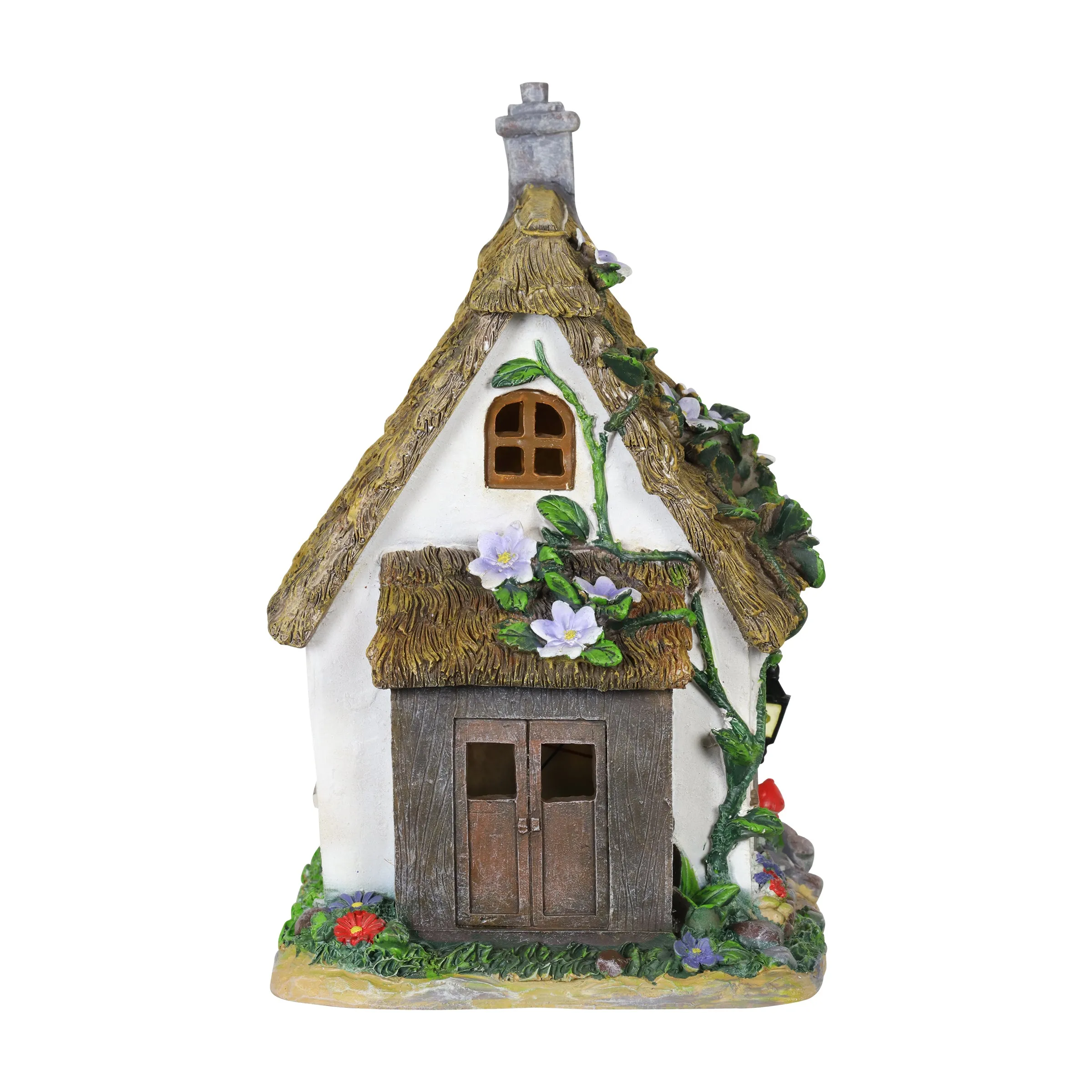 Solar Flower Vine Fairy Cottage Garden Statue, 12 Inch