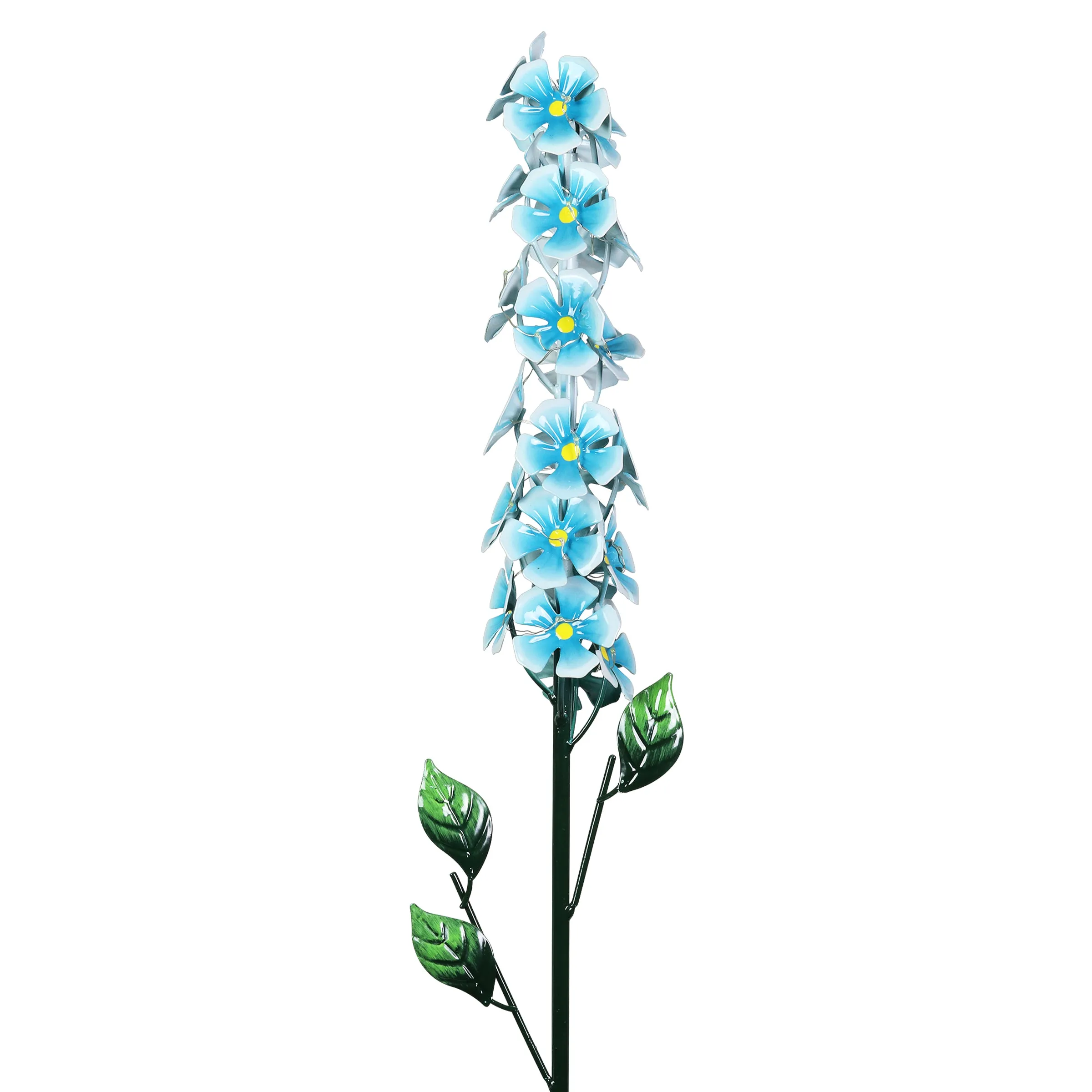 Solar Metal Flower Stalk Garden Stake in Turquoise with Twenty Four LED lights, 5 by 42 Inches