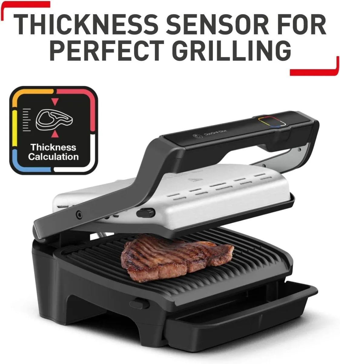 Tefal GC750D40 OptiGrill Elite GC750D40 Intelligent Health Grill, 12 Automatic Settings, Black/Stainless steel, Smart, 2000W, 4-6 portions