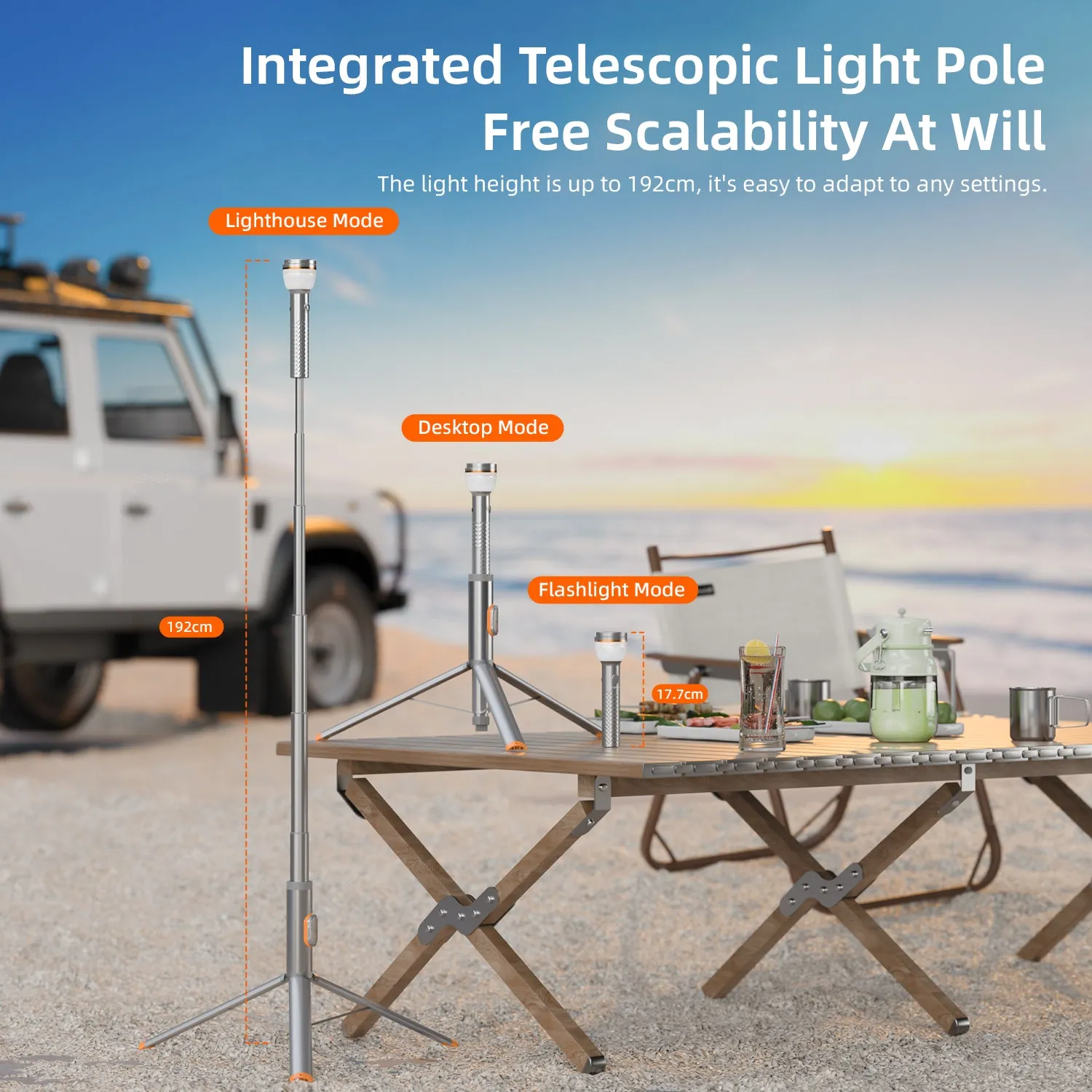 Vyvylabs X3 Multifunctional Outdoor Strong Light for Camping (with 192cm Stand)