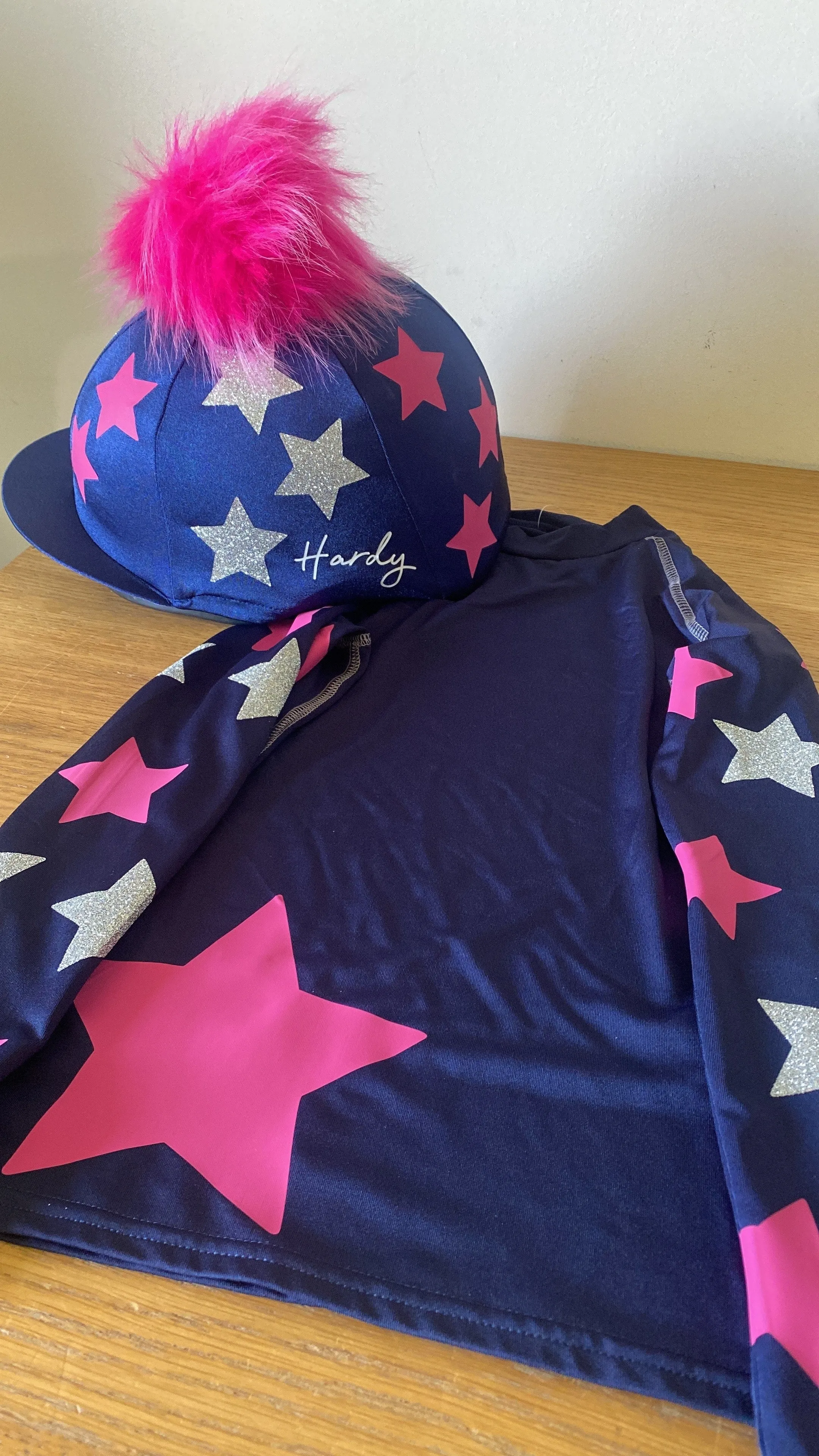 Women’s Personalised Big Star On Left Body And Stars Cross Country Base Layer And Hat Cover